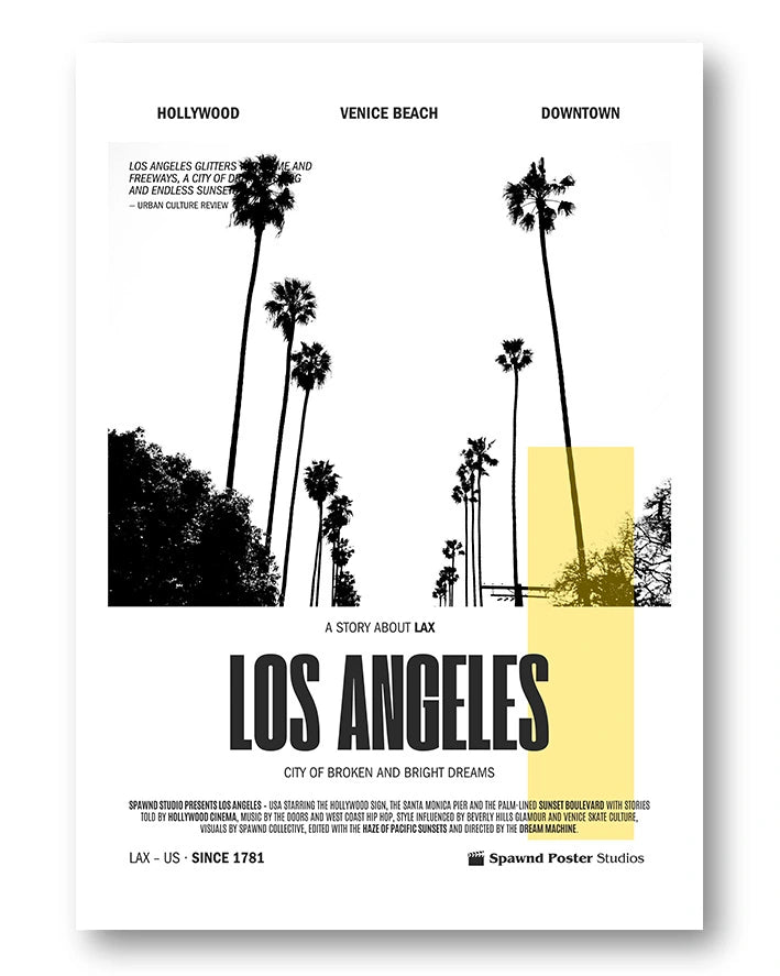 Los Angeles Poster – FineArt Wandbild, moderne Kunst & Fine Art Print von Spawnd, handgefertigt & Made in Germany