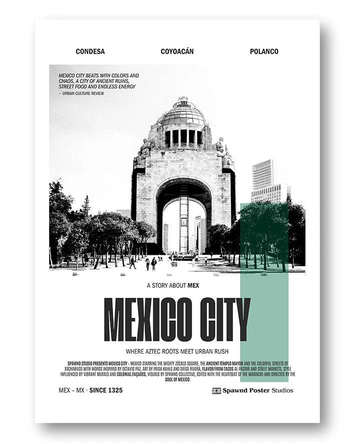 Mexico City Poster – FineArt Wandbild, moderne Kunst & Fine Art Print von Spawnd, handgefertigt & Made in Germany