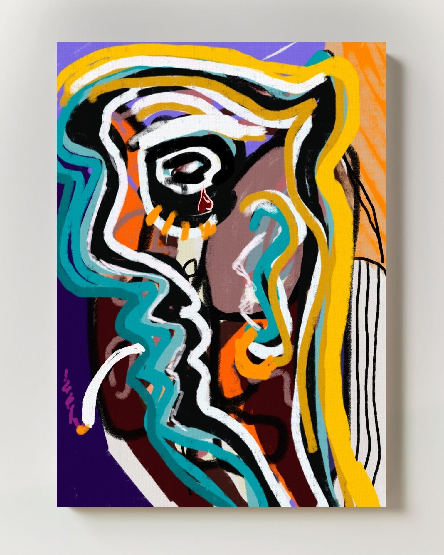 Neon Tears Poster – FineArt Wandbild, moderne Kunst & Fine Art Print von Spawnd, handgefertigt & Made in Germany