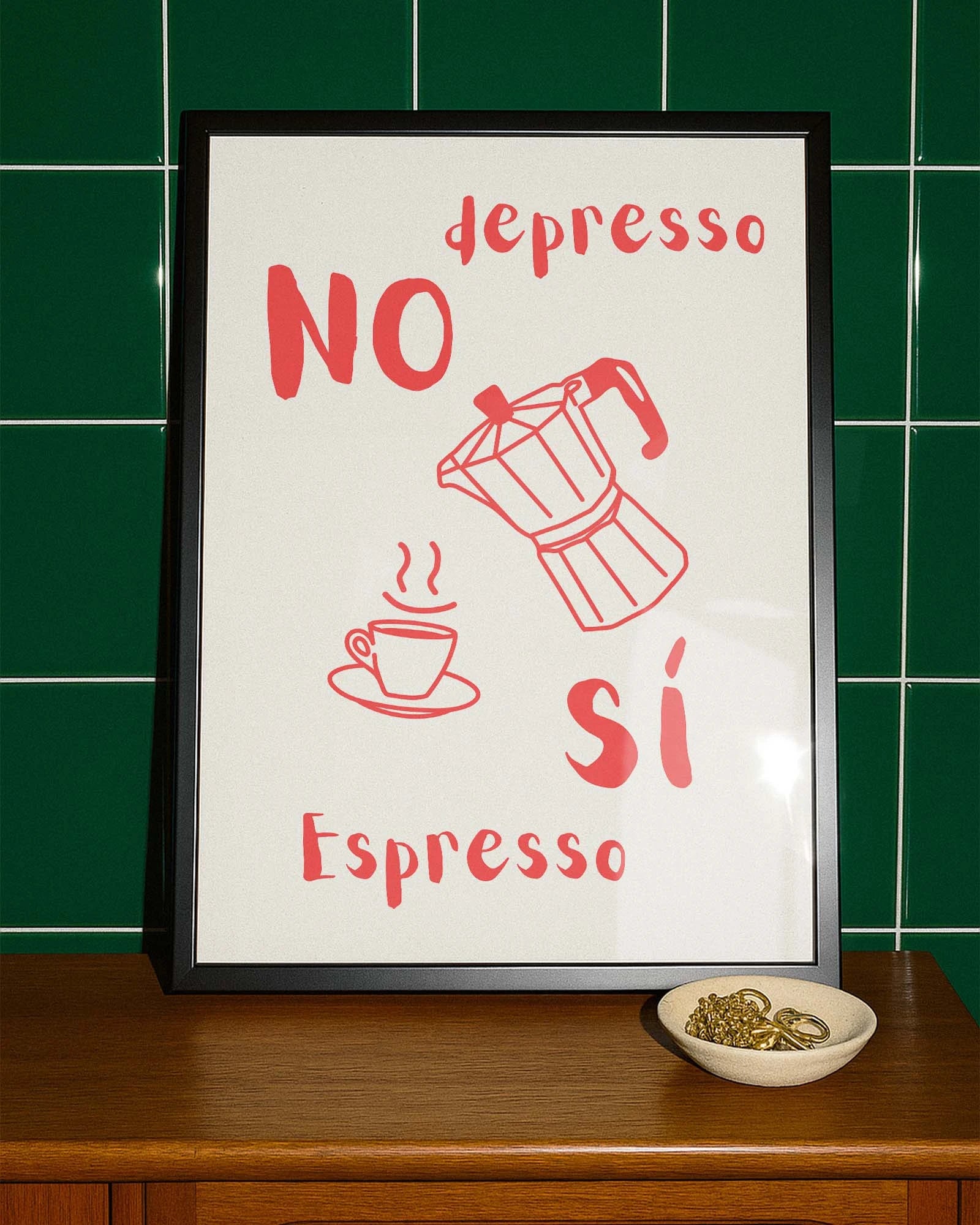 No Depresso Poster – FineArt Wandbild, moderne Kunst & Fine Art Print von Spawnd, handgefertigt & Made in Germany