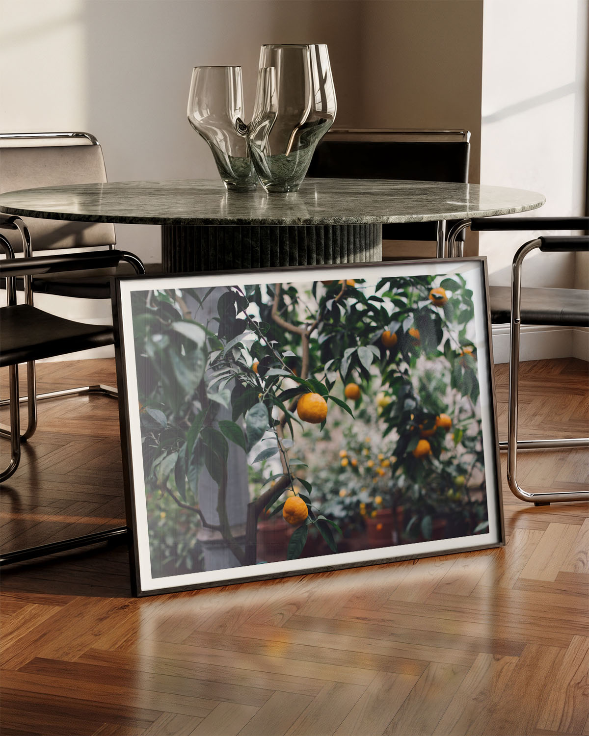 Orange tree Poster – FineArt Wandbild, moderne Kunst & Fine Art Print von Spawnd, handgefertigt & Made in Germany
