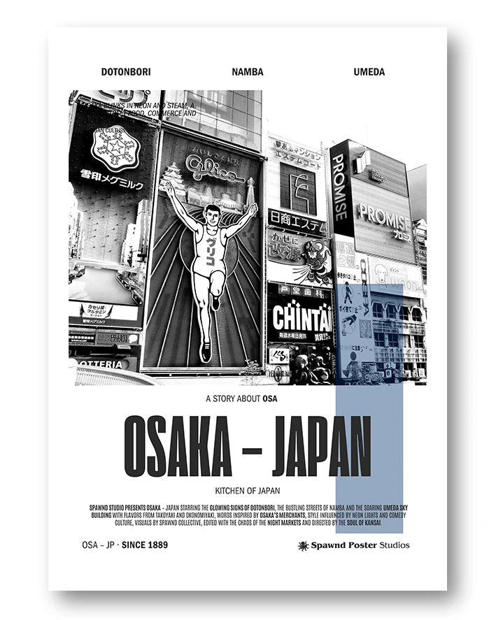 Osaka Poster – FineArt Wandbild, moderne Kunst & Fine Art Print von Spawnd, handgefertigt & Made in Germany