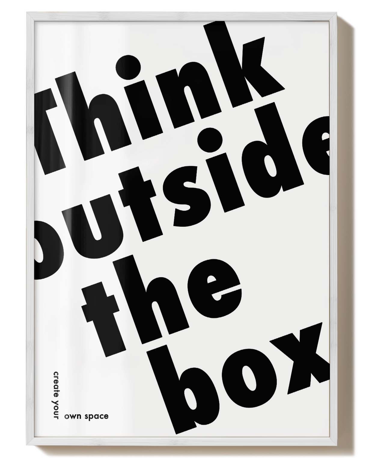 Outside the Box | Typografie Poster – Spawnd® in weißem Rahmen mit minimalistischer Typografie, perfekt für helle, kreative Räume.