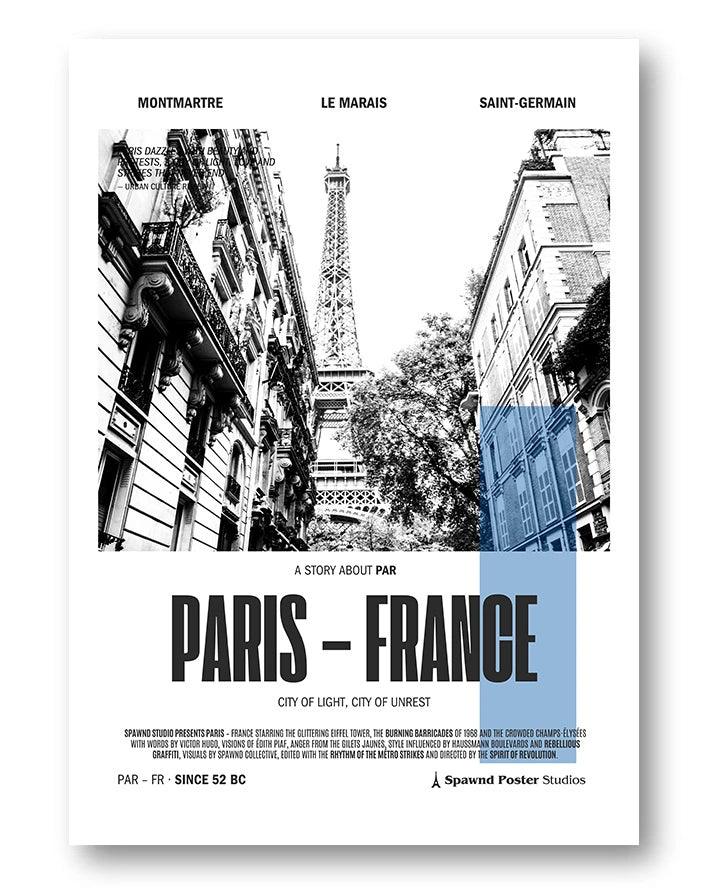 Paris Poster – FineArt Wandbild, moderne Kunst & Fine Art Print von Spawnd, handgefertigt & Made in Germany