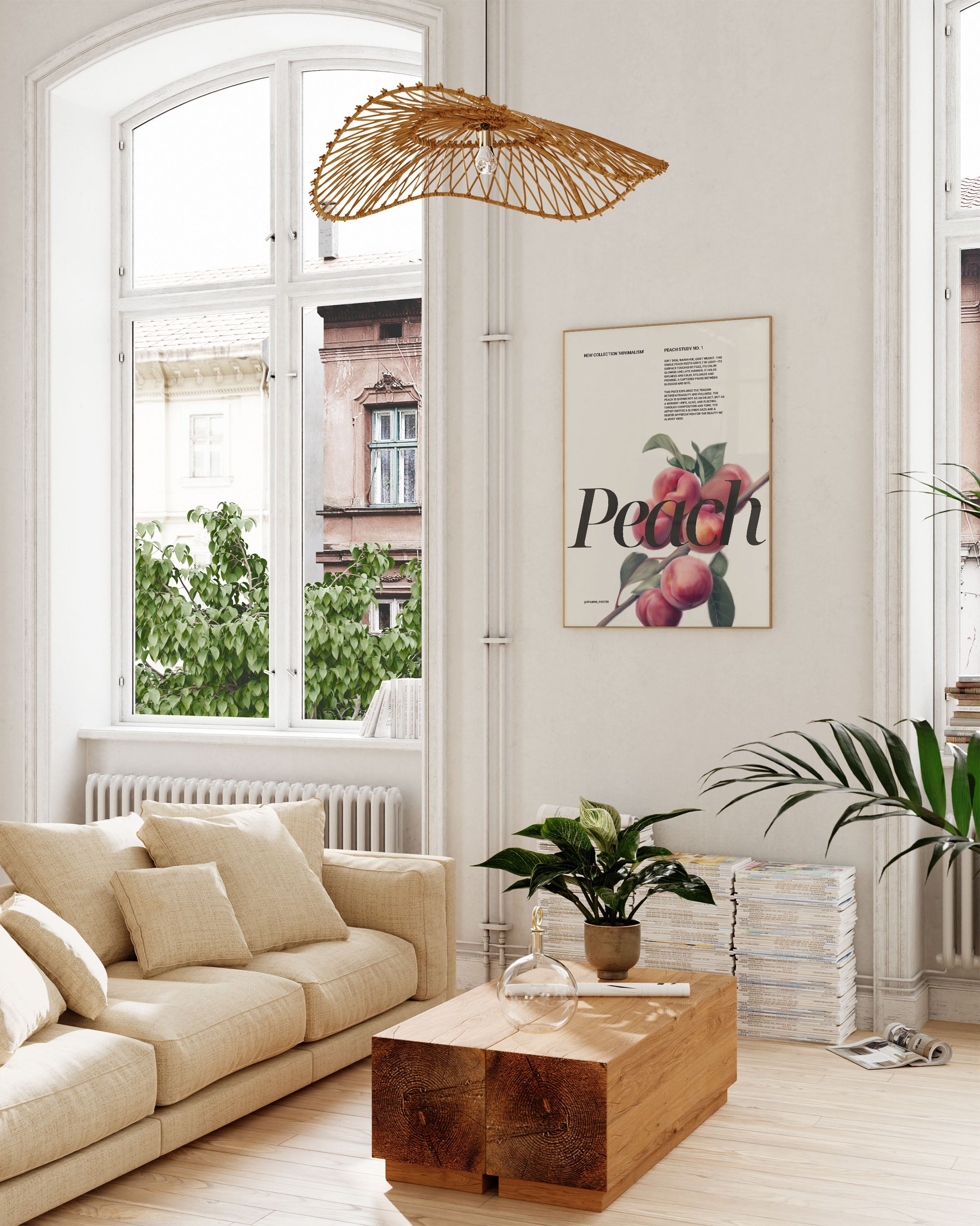 Peach Poster im Wohnzimmer – Fine Art Print mit – Spawnd