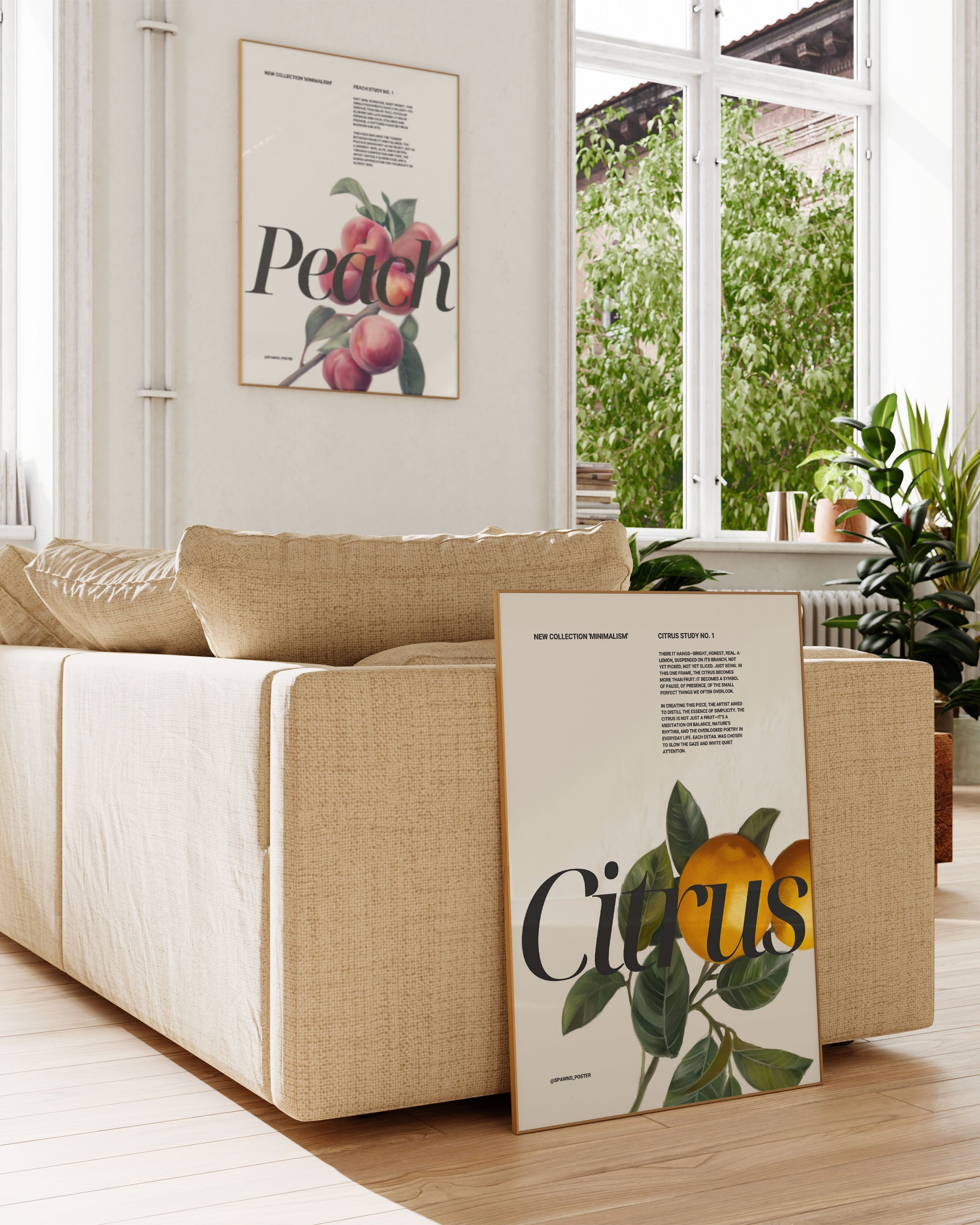 Peach Poster im Wohnzimmer – Fine Art Print mit – Spawnd