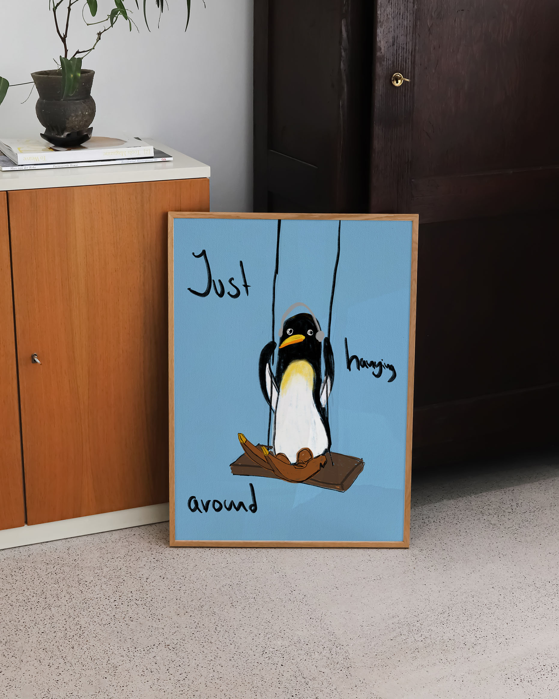 Penguin Poster – FineArt Wandbild, moderne Kunst & Fine Art Print von Spawnd, handgefertigt & Made in Germany