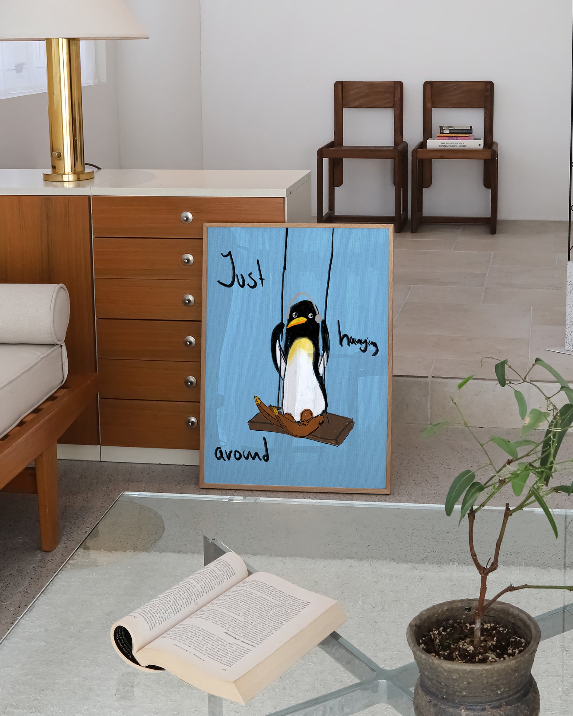 Penguin Poster – FineArt Wandbild, moderne Kunst & Fine Art Print von Spawnd, handgefertigt & Made in Germany