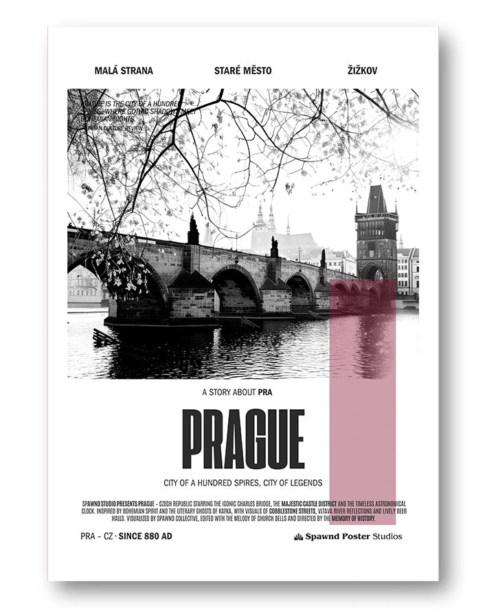 Prague Poster – FineArt Wandbild, moderne Kunst & Fine Art Print von Spawnd, handgefertigt & Made in Germany