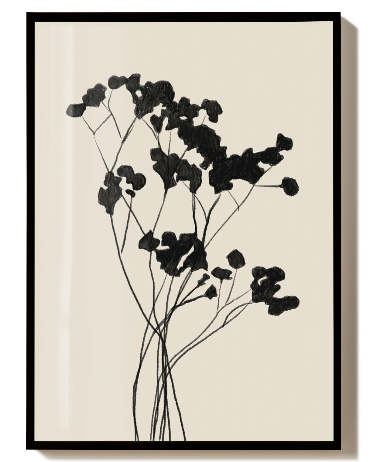 Schwarzes Wildblumen Poster – Black Wildflowers Silhouette Poster – FineArt Wandbild, moderne Kunst & Fine Art Print von Spawnd, handgefertigt & Made in Germany