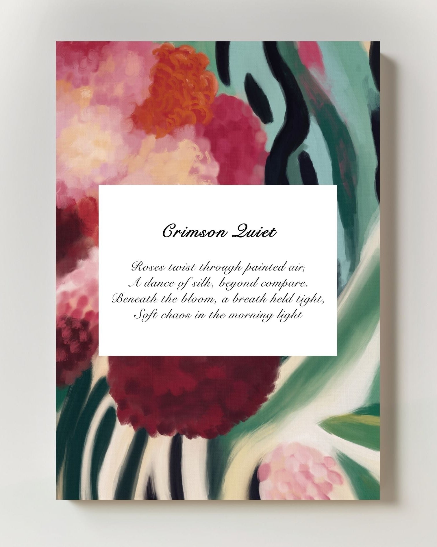 Crimson Quiet Poster – FineArt Wandbild, moderne Kunst & Fine Art Print von Spawnd, handgefertigt & Made in Germany
