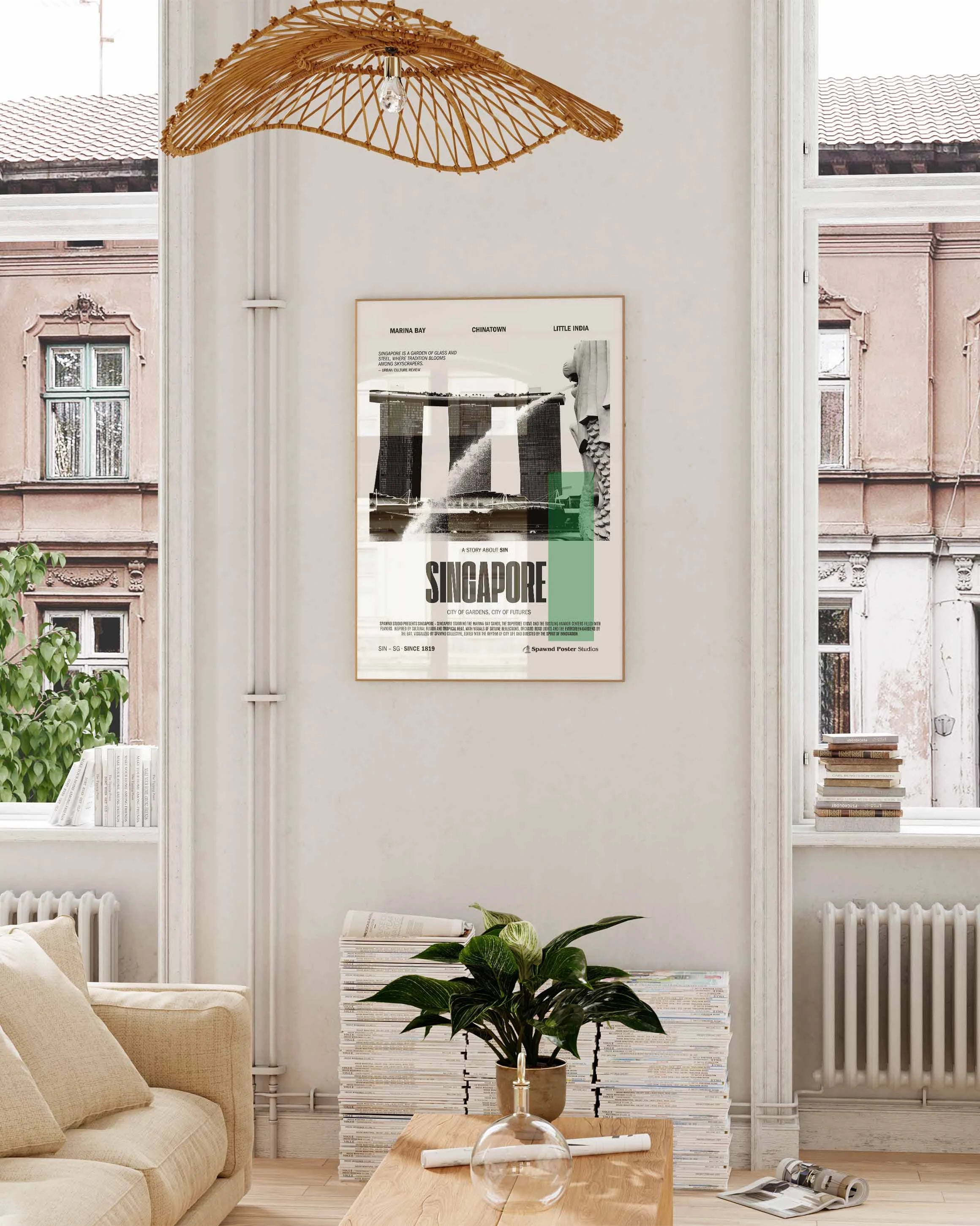 Singapore Poster – FineArt Wandbild, moderne Kunst & Fine Art Print von Spawnd, handgefertigt & Made in Germany