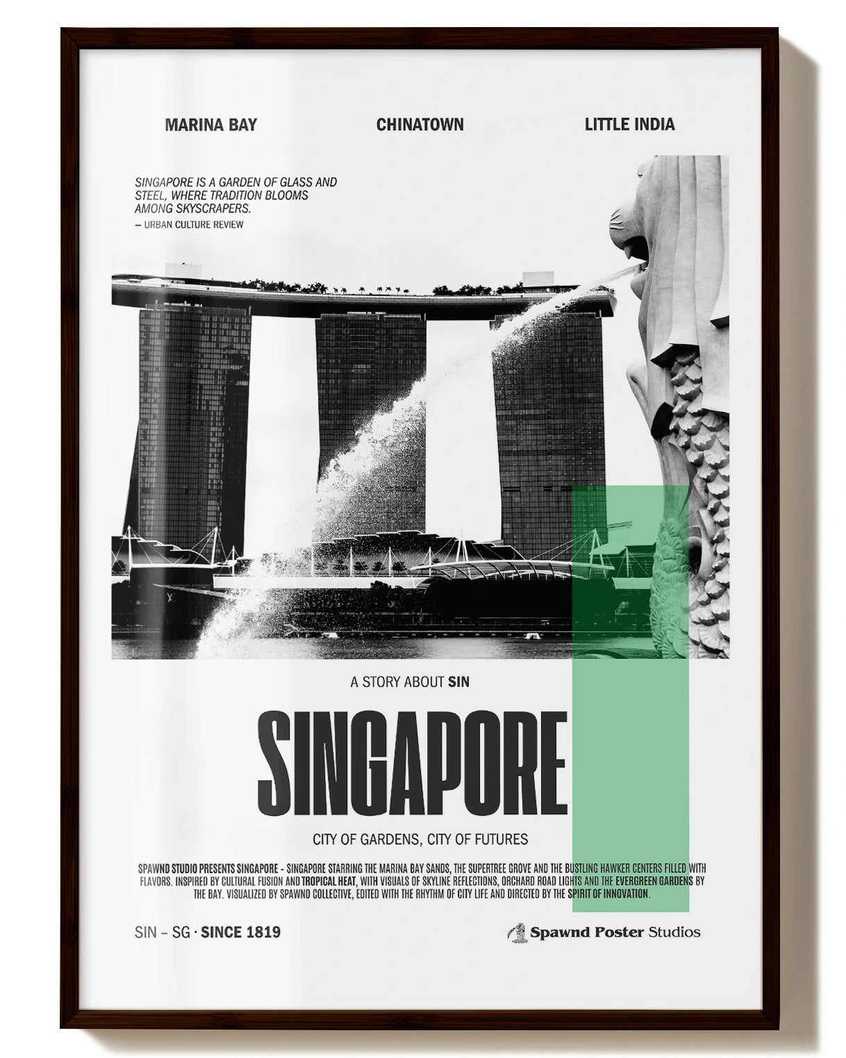 Singapore Poster – FineArt Wandbild, moderne Kunst & Fine Art Print von Spawnd, handgefertigt & Made in Germany