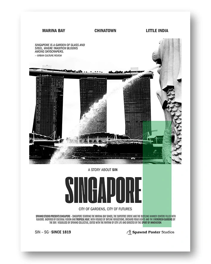 Singapore Poster – FineArt Wandbild, moderne Kunst & Fine Art Print von Spawnd, handgefertigt & Made in Germany