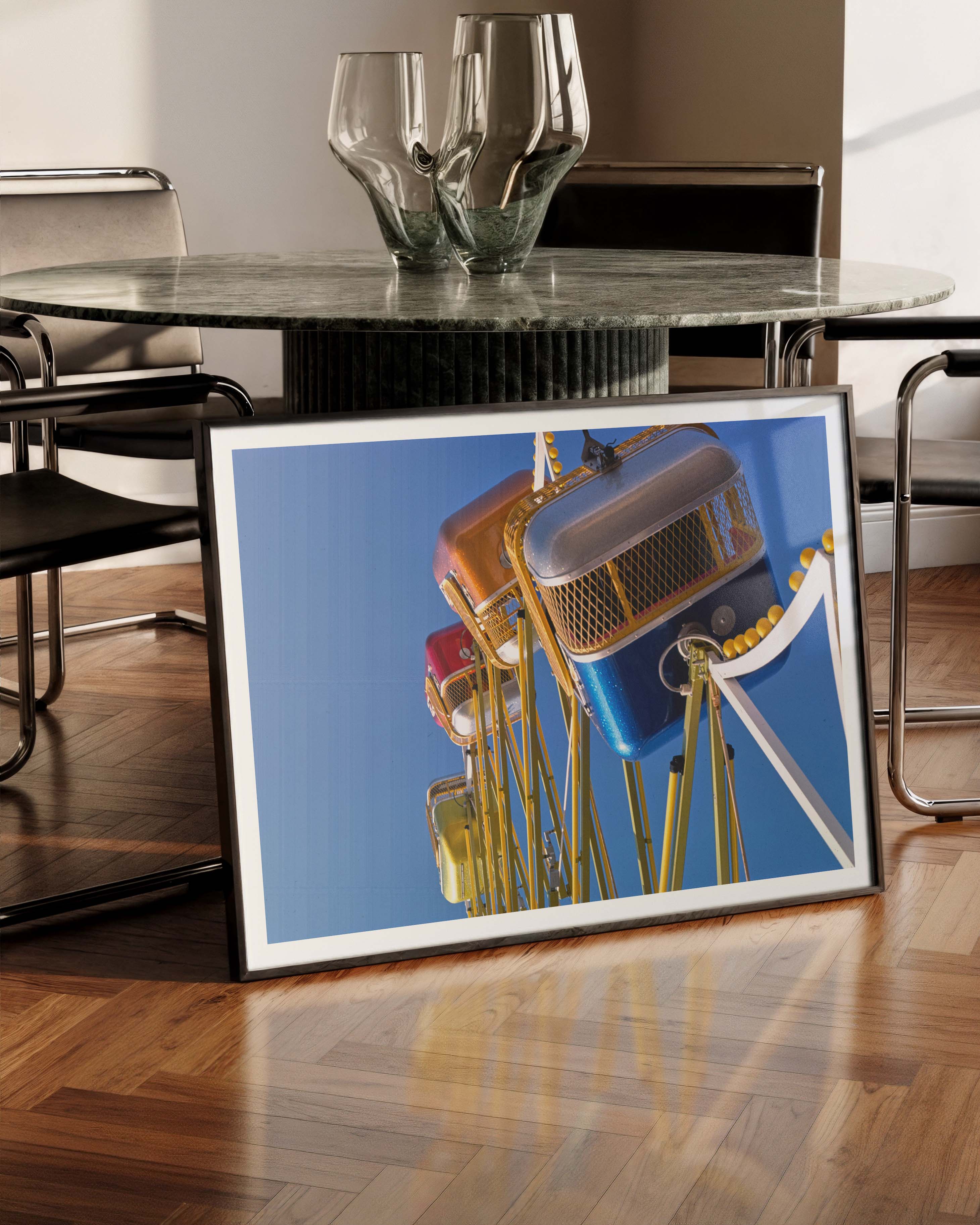 sky diver ride ocean city new jersey 1978 Poster – FineArt Wandbild, moderne Kunst & Fine Art Print von Spawnd, handgefertigt & Made in Germany