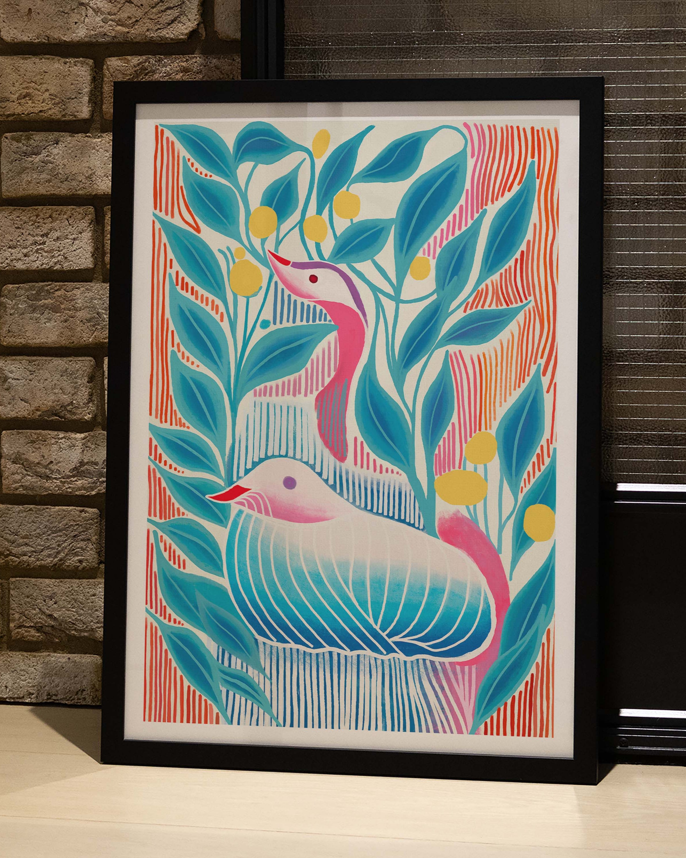 Songs Between Leaves Poster – FineArt Wandbild, moderne Kunst & Fine Art Print von Spawnd, handgefertigt & Made in Germany