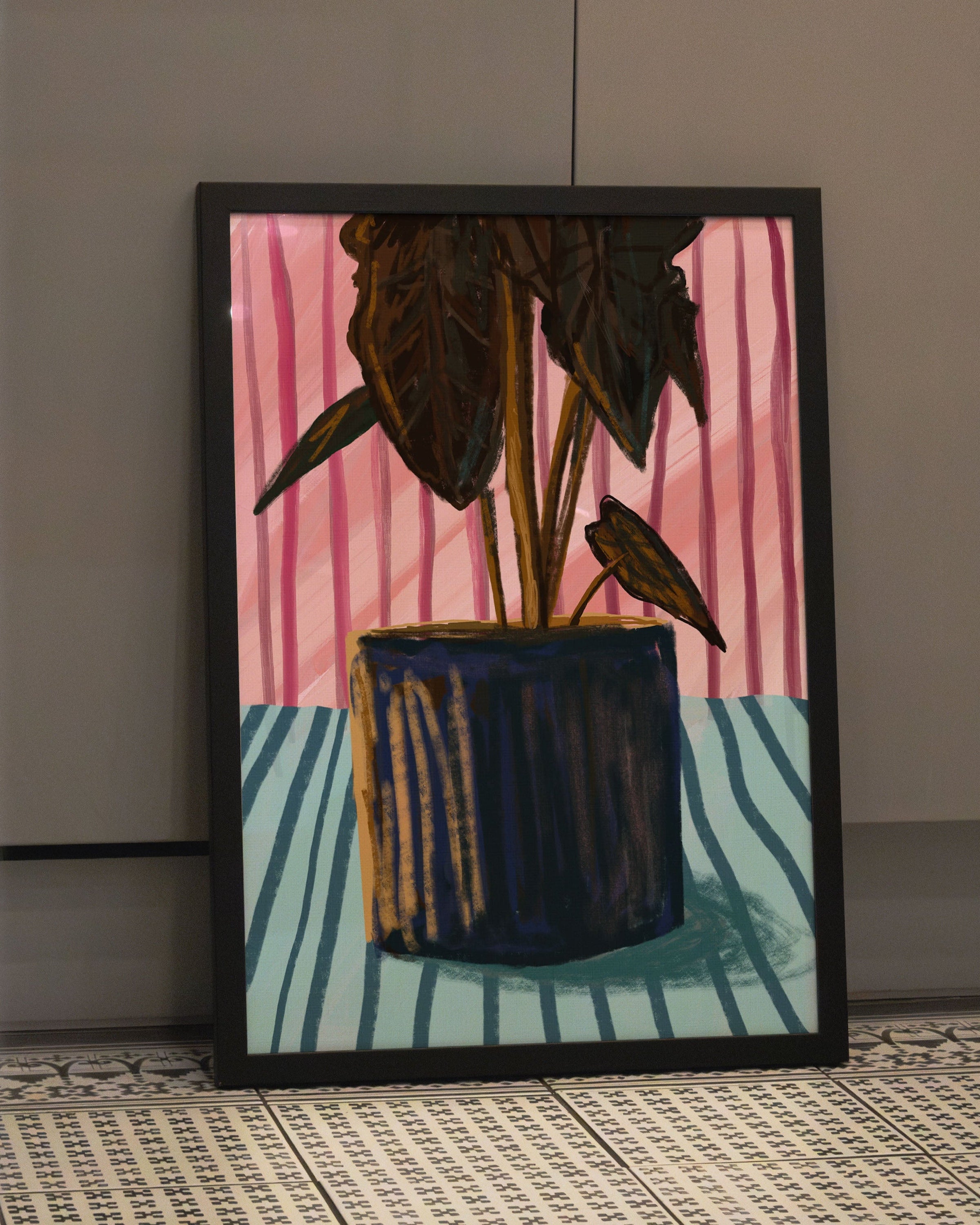 Striped Botany Poster – FineArt Wandbild, moderne Kunst & Fine Art Print von Spawnd, handgefertigt & Made in Germany