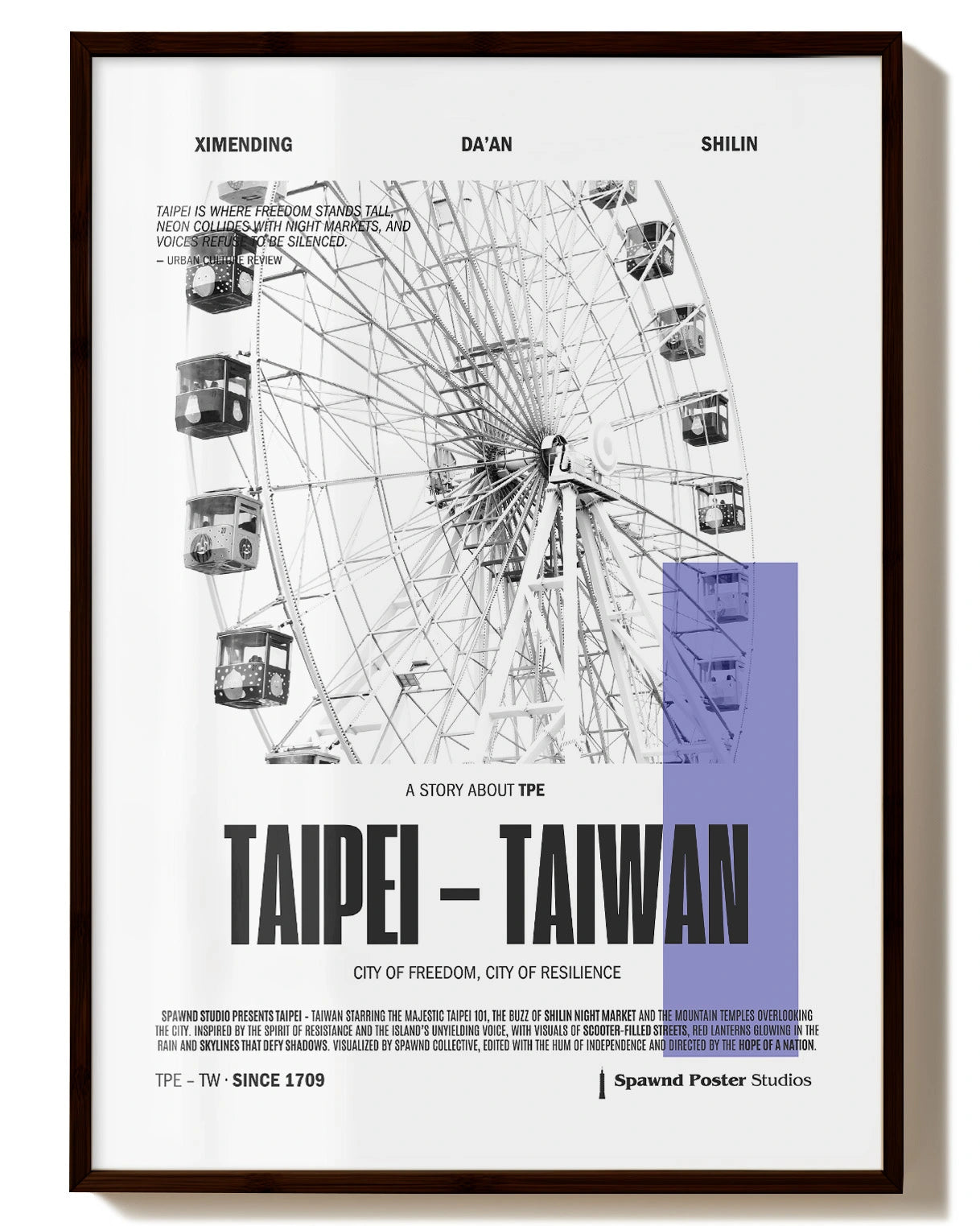 Taipei Poster – FineArt Wandbild, moderne Kunst & Fine Art Print von Spawnd, handgefertigt & Made in Germany