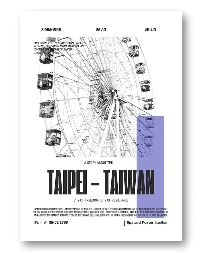 Taipei Poster – FineArt Wandbild, moderne Kunst & Fine Art Print von Spawnd, handgefertigt & Made in Germany