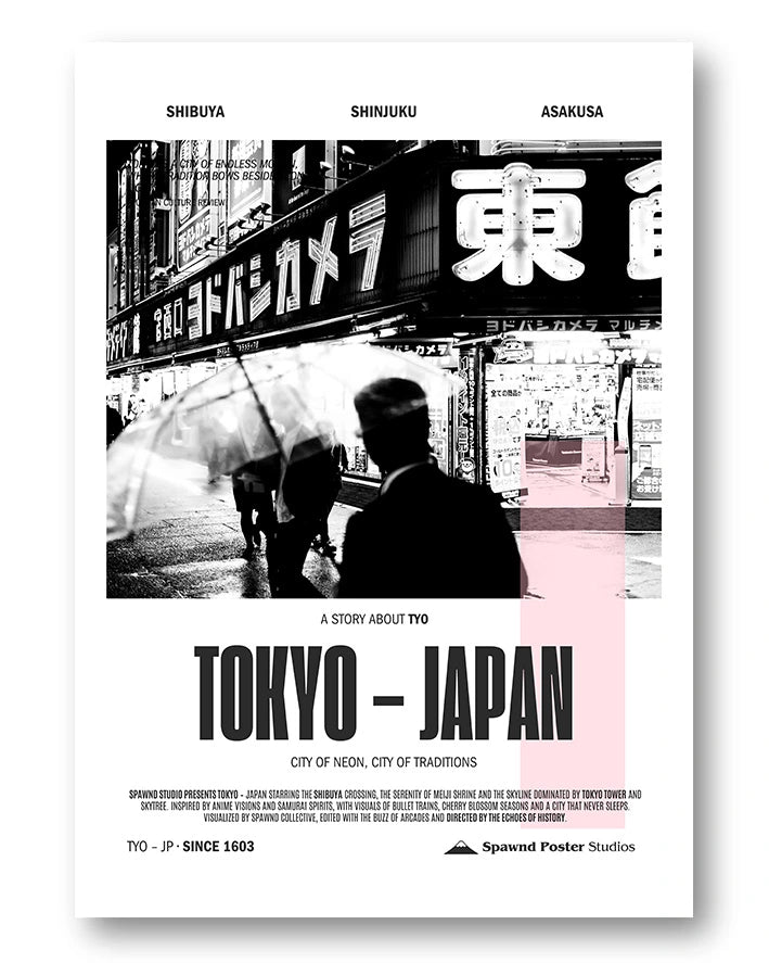 Tokyo Poster – FineArt Wandbild, moderne Kunst & Fine Art Print von Spawnd, handgefertigt & Made in Germany