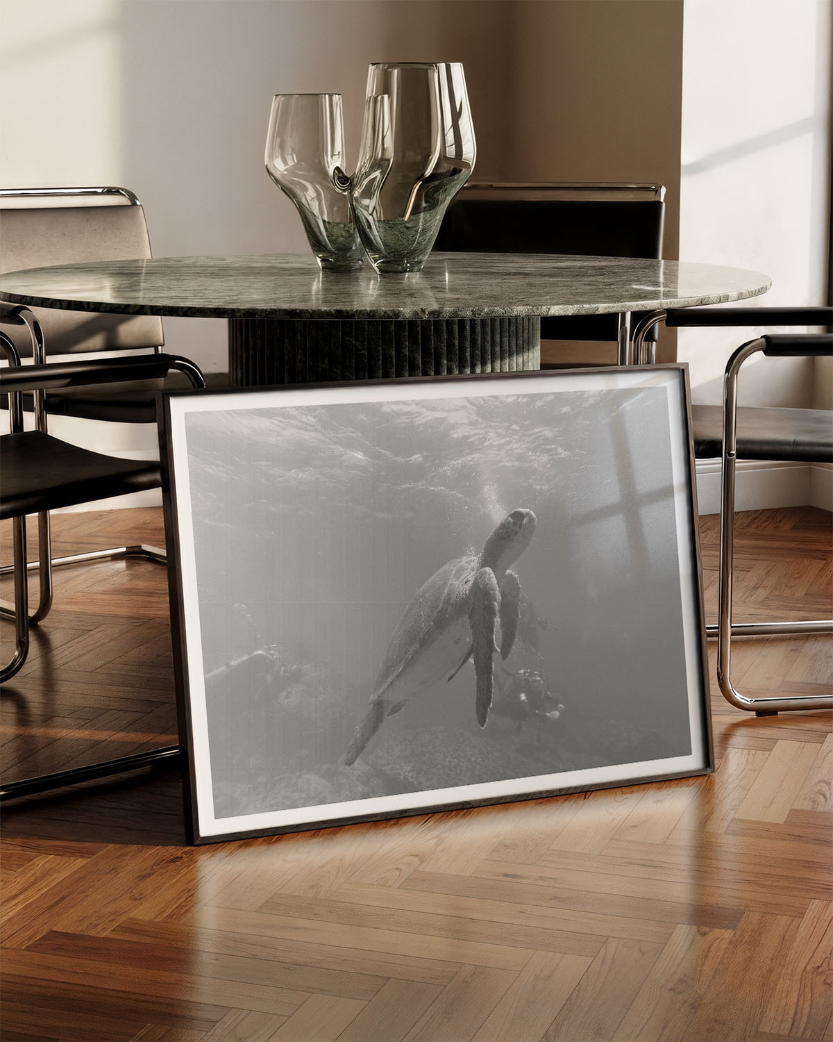 Turtle Poster – FineArt Wandbild, moderne Kunst & Fine Art Print von Spawnd, handgefertigt & Made in Germany