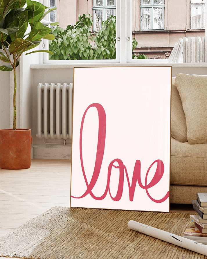 Typografie Poster modern – Handwritten Love Poster – FineArt Wandbild, moderne Kunst & Fine Art Print von Spawnd, handgefertigt & Made in Germany