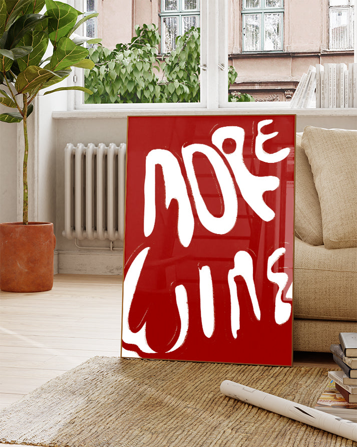 Typografie Poster modern Rot – More Fun Poster – FineArt Wandbild, moderne Kunst & Fine Art Print von Spawnd, handgefertigt & Made in Germany