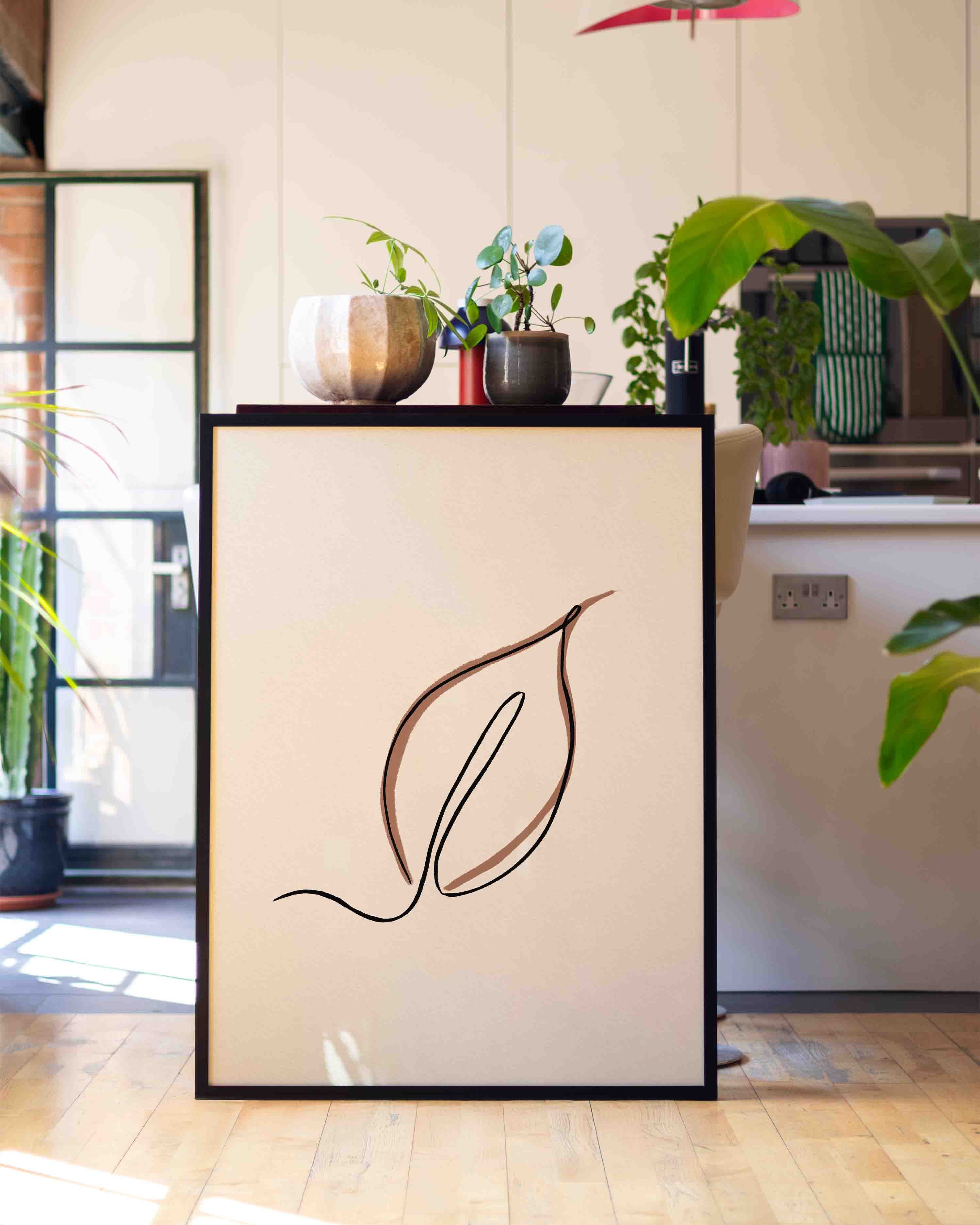 Blatt Dekorationsposter – Lineart