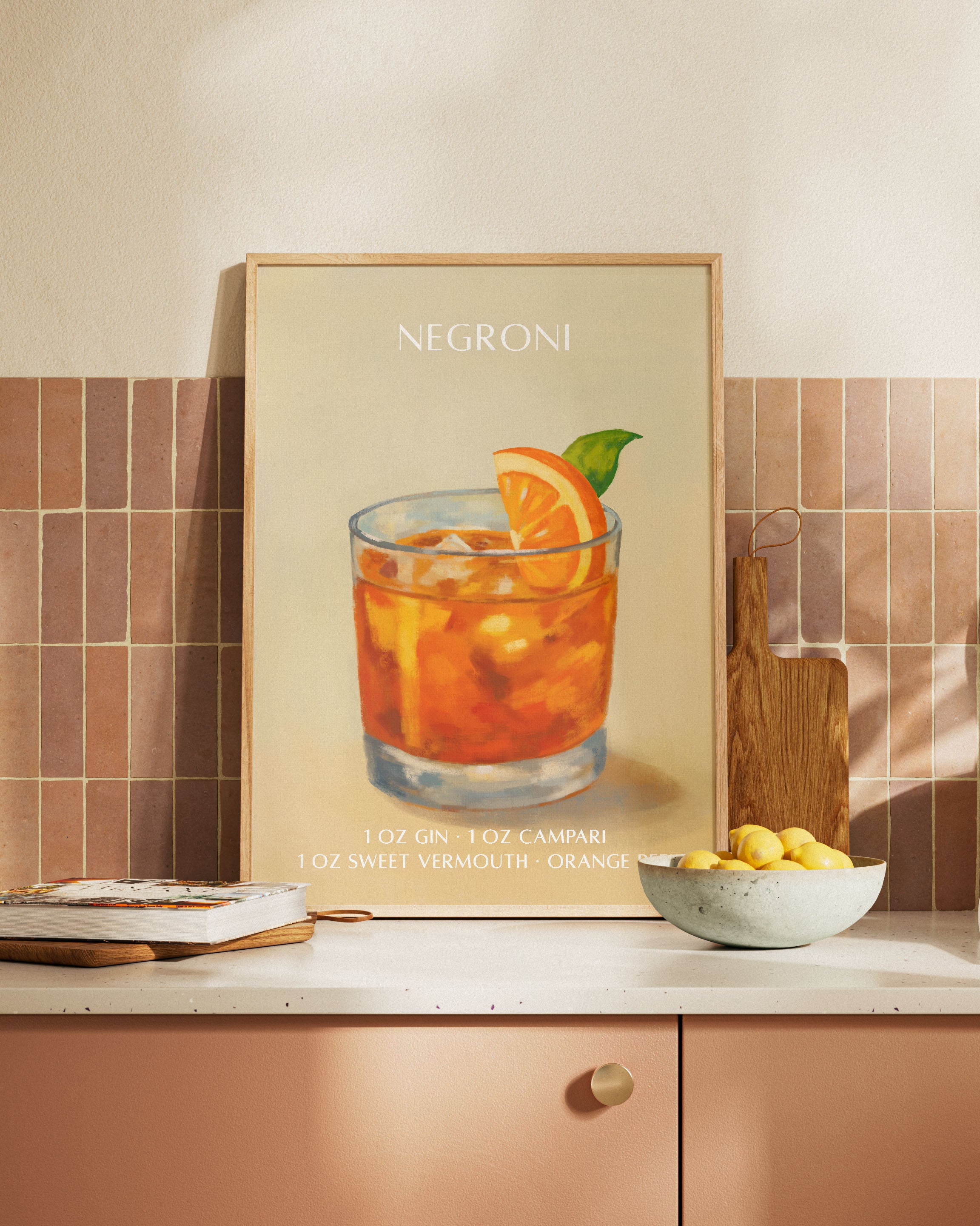 NEGRONI Poster – FineArt Wandbild, moderne Kunst & Fine Art Print von Spawnd, handgefertigt & Made in Germany