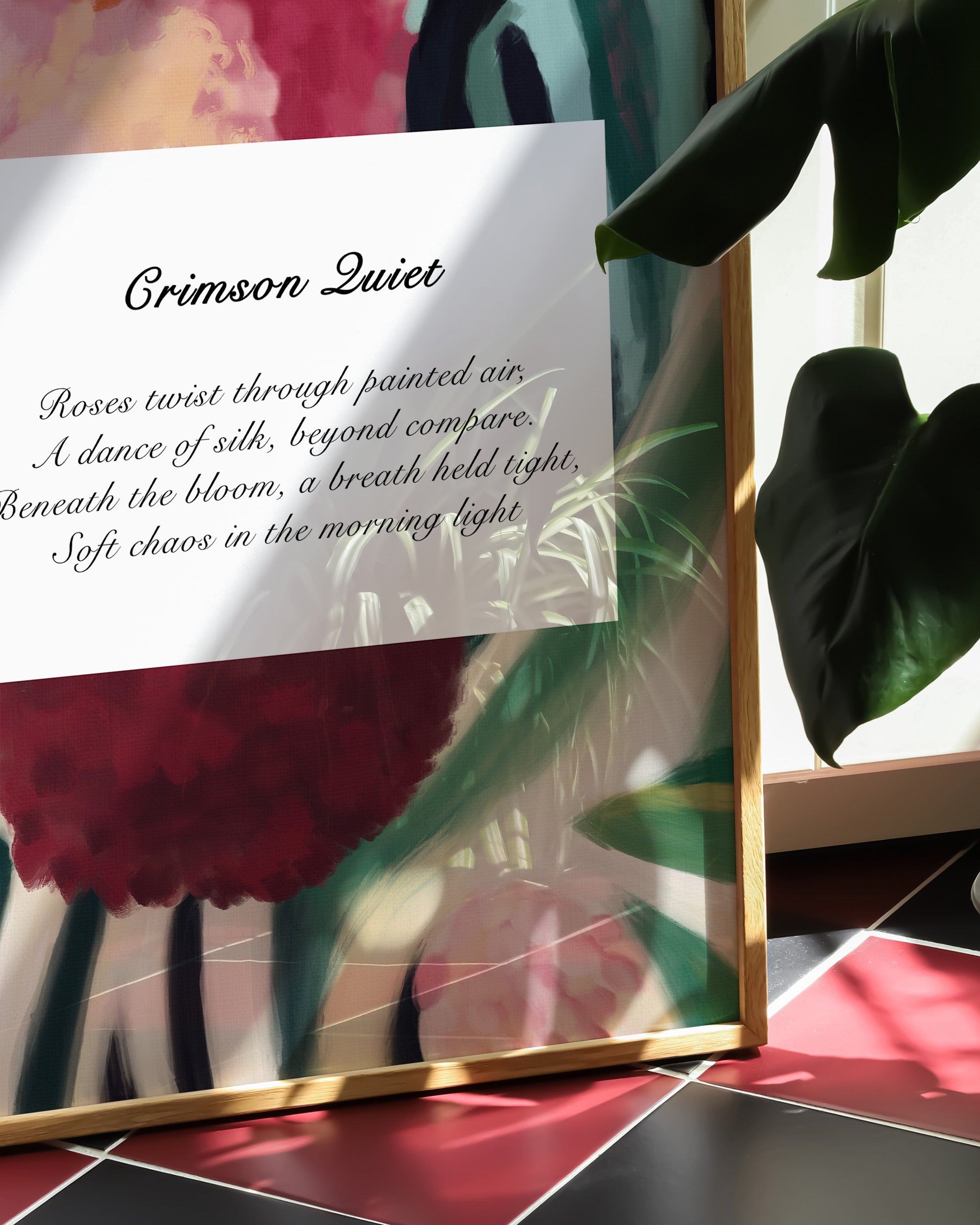 Crimson Quiet Poster – FineArt Wandbild, moderne Kunst & Fine Art Print von Spawnd, handgefertigt & Made in Germany