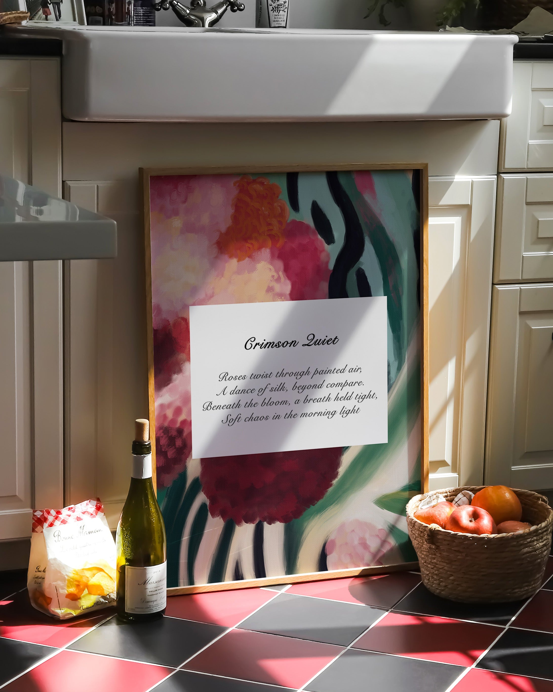 Crimson Quiet Poster – FineArt Wandbild, moderne Kunst & Fine Art Print von Spawnd, handgefertigt & Made in Germany