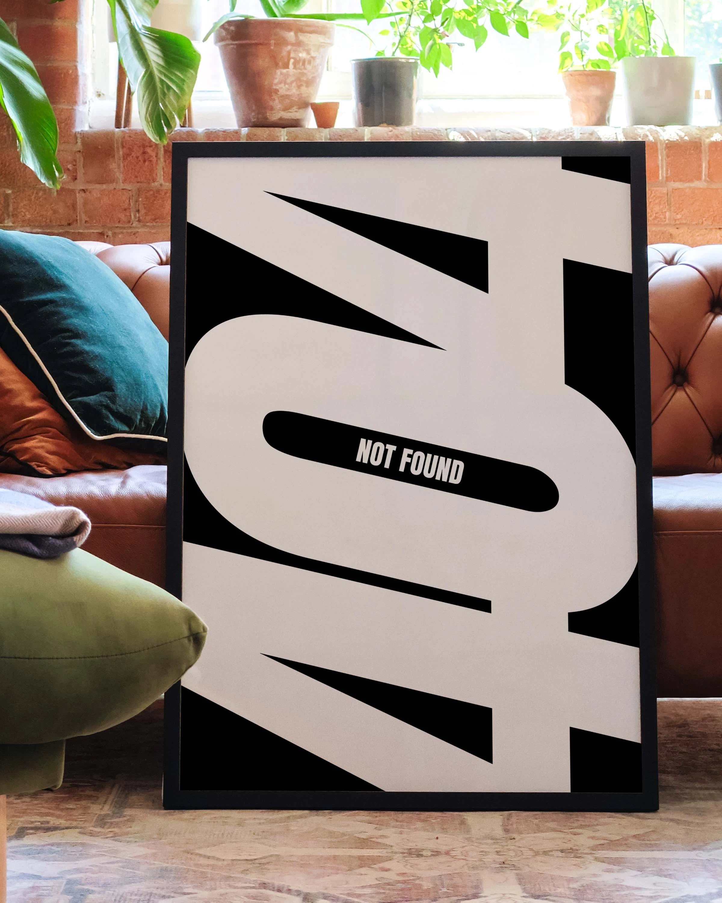 404 not found Poster – FineArt Wandbild, moderne Kunst & Fine Art Print von Spawnd, handgefertigt & Made in Germany