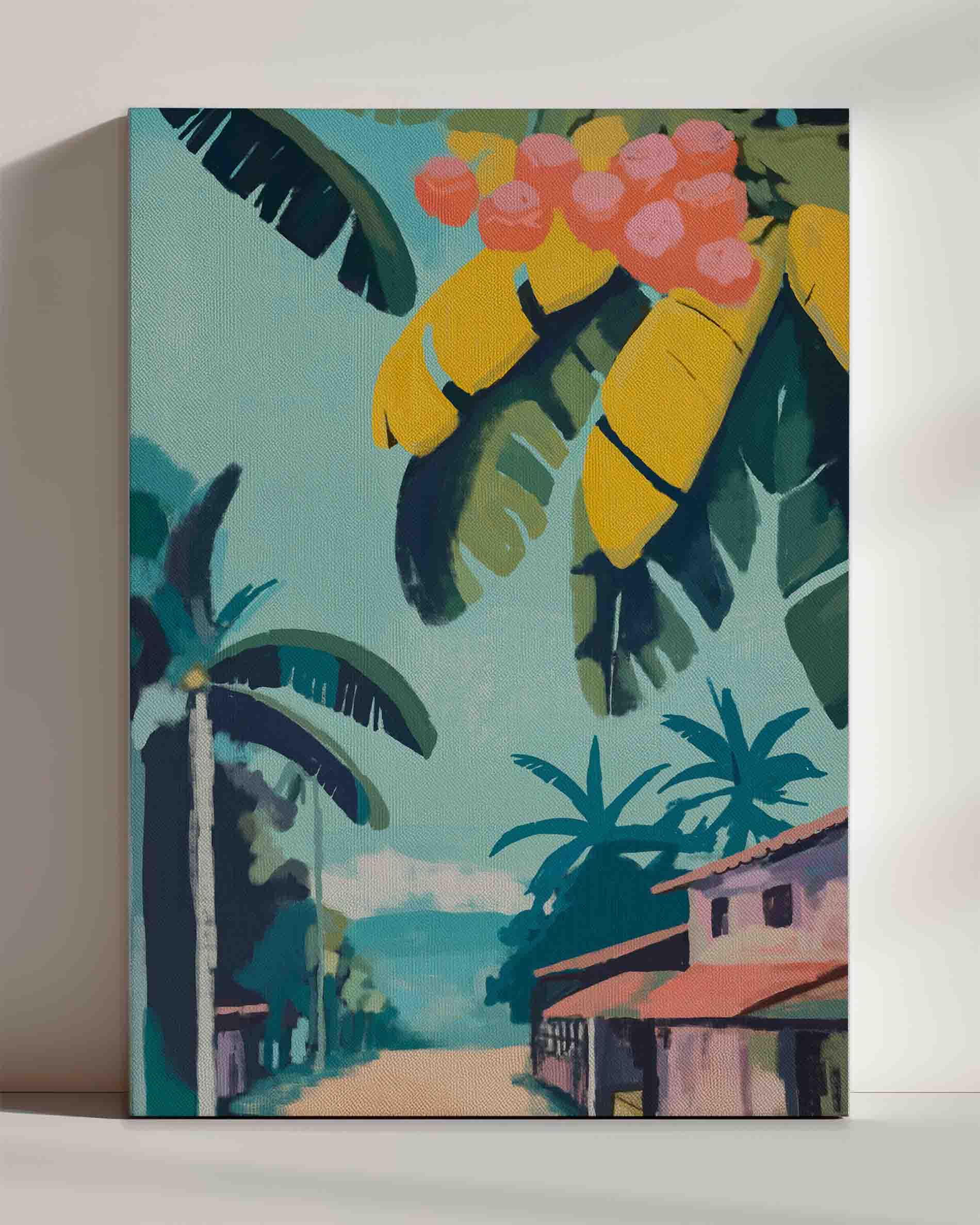 Tropical Village Morning - Leinwand
