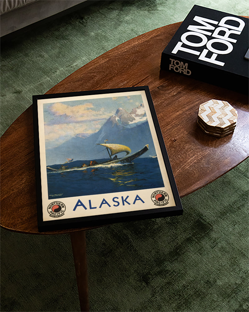 Vintage Alaska Segelboot Poster – Northern Pacific Alaska Poster – FineArt Wandbild, moderne Kunst & Fine Art Print von Spawnd, handgefertigt & Made in Germany