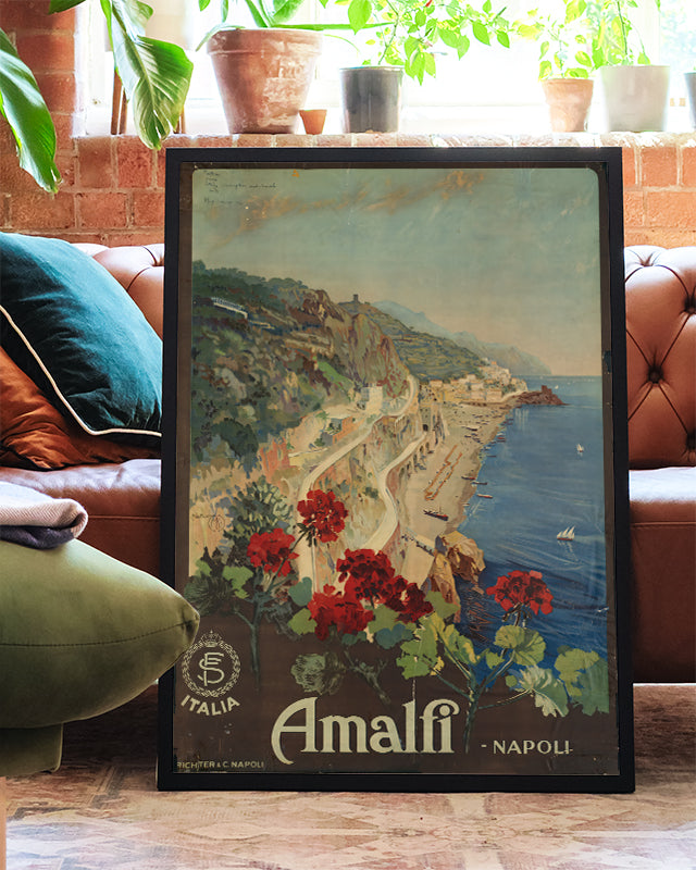 Vintage Amalfi Küsten Poster – Amalfi Napoli Poster – FineArt Wandbild, moderne Kunst & Fine Art Print von Spawnd, handgefertigt & Made in Germany