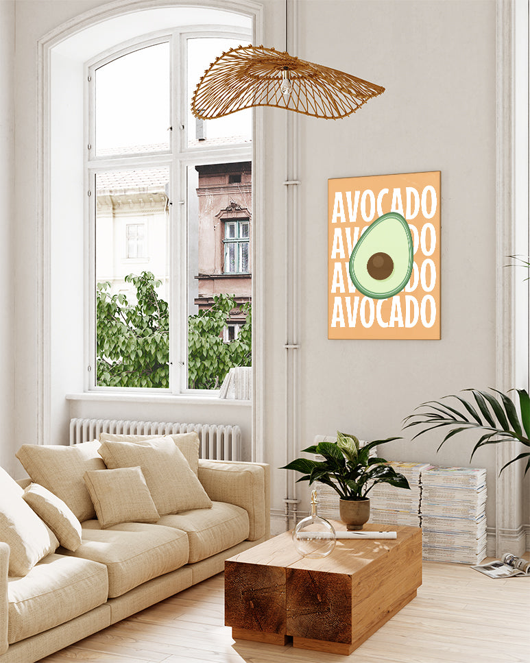 Typografie Avocado Poster – Avocado Repeat Poster – FineArt Wandbild, moderne Kunst & Fine Art Print von Spawnd, handgefertigt & Made in Germany
