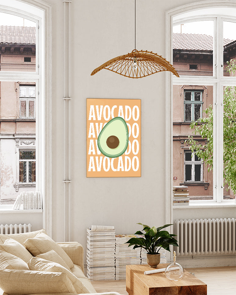 Typografie Avocado Poster – Avocado Repeat Poster – FineArt Wandbild, moderne Kunst & Fine Art Print von Spawnd, handgefertigt & Made in Germany
