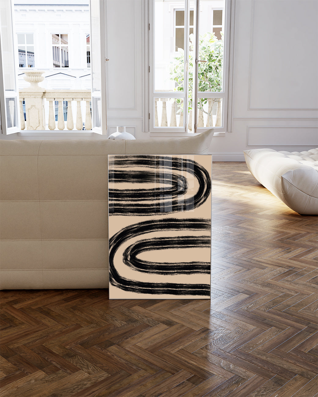 Schwarzes Wellenmuster Poster – Black Wave Pattern