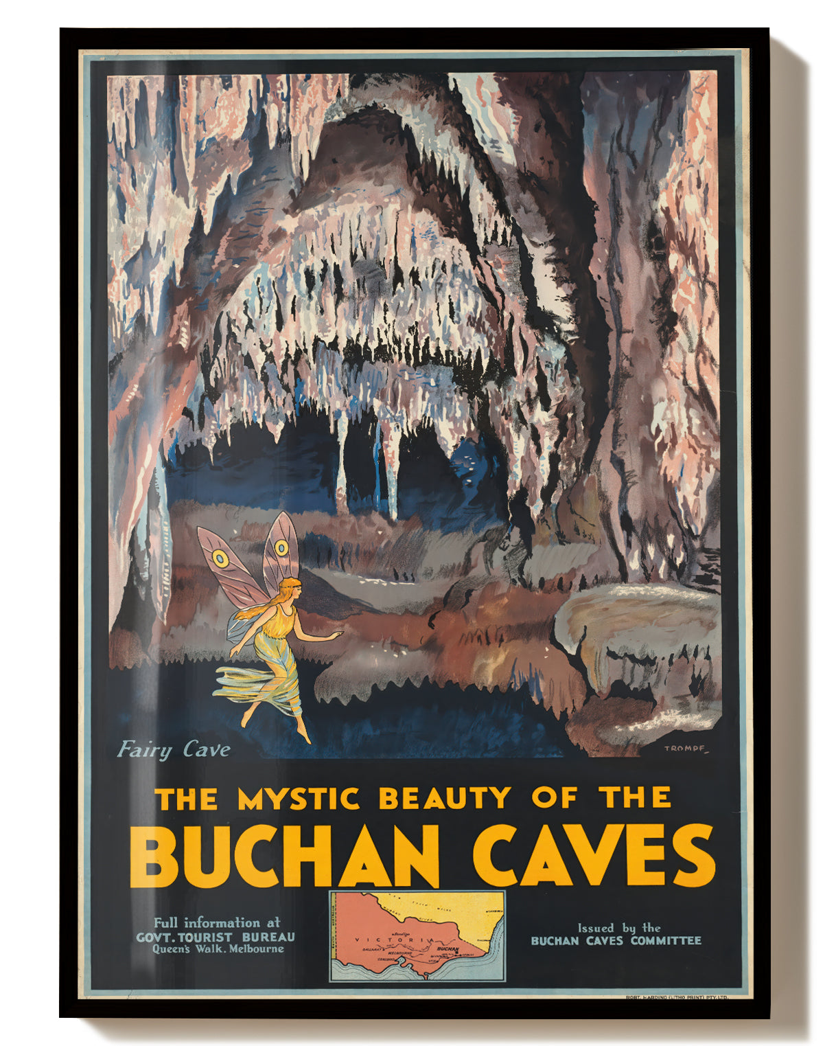 Vintage Australien Höhlen Poster – Buchan Caves Poster – FineArt Wandbild, moderne Kunst & Fine Art Print von Spawnd, handgefertigt & Made in Germany
