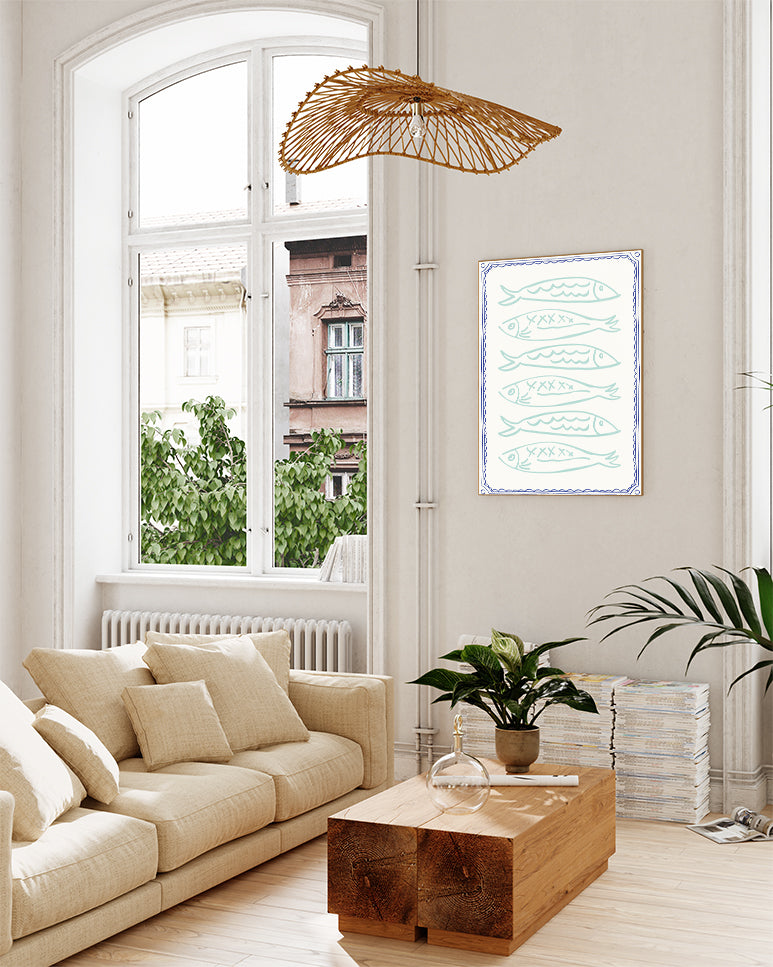 Maritimes Küchenposter – Fish Pattern Poster – FineArt Wandbild, moderne Kunst & Fine Art Print von Spawnd, handgefertigt & Made in Germany