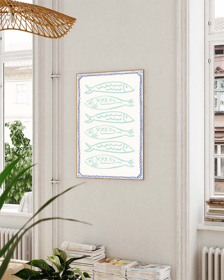 Maritimes Küchenposter – Fish Pattern Poster – FineArt Wandbild, moderne Kunst & Fine Art Print von Spawnd, handgefertigt & Made in Germany