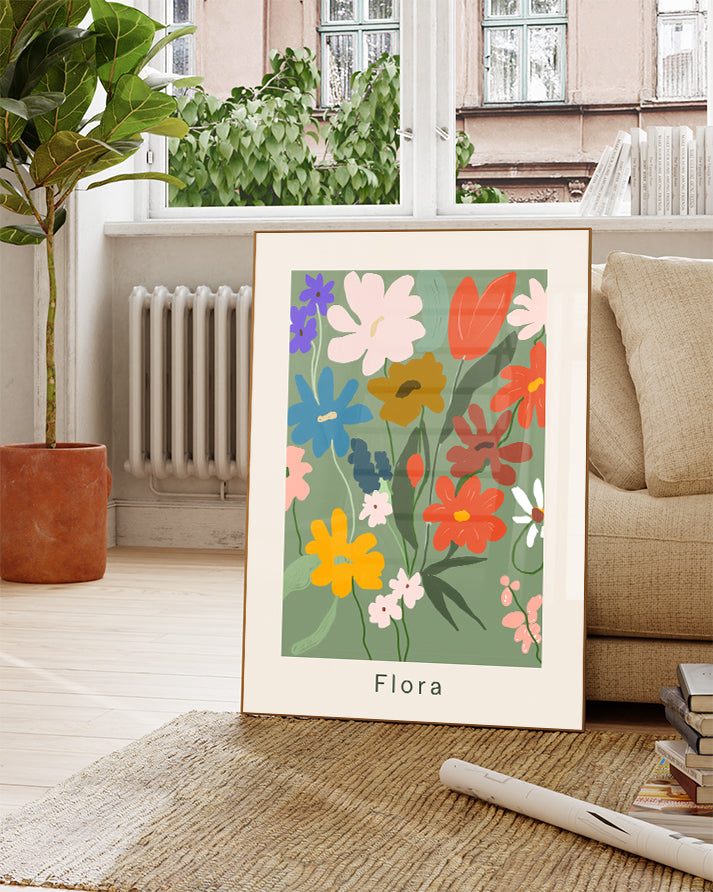 Buntes Blumen Poster modern – Floral Scene