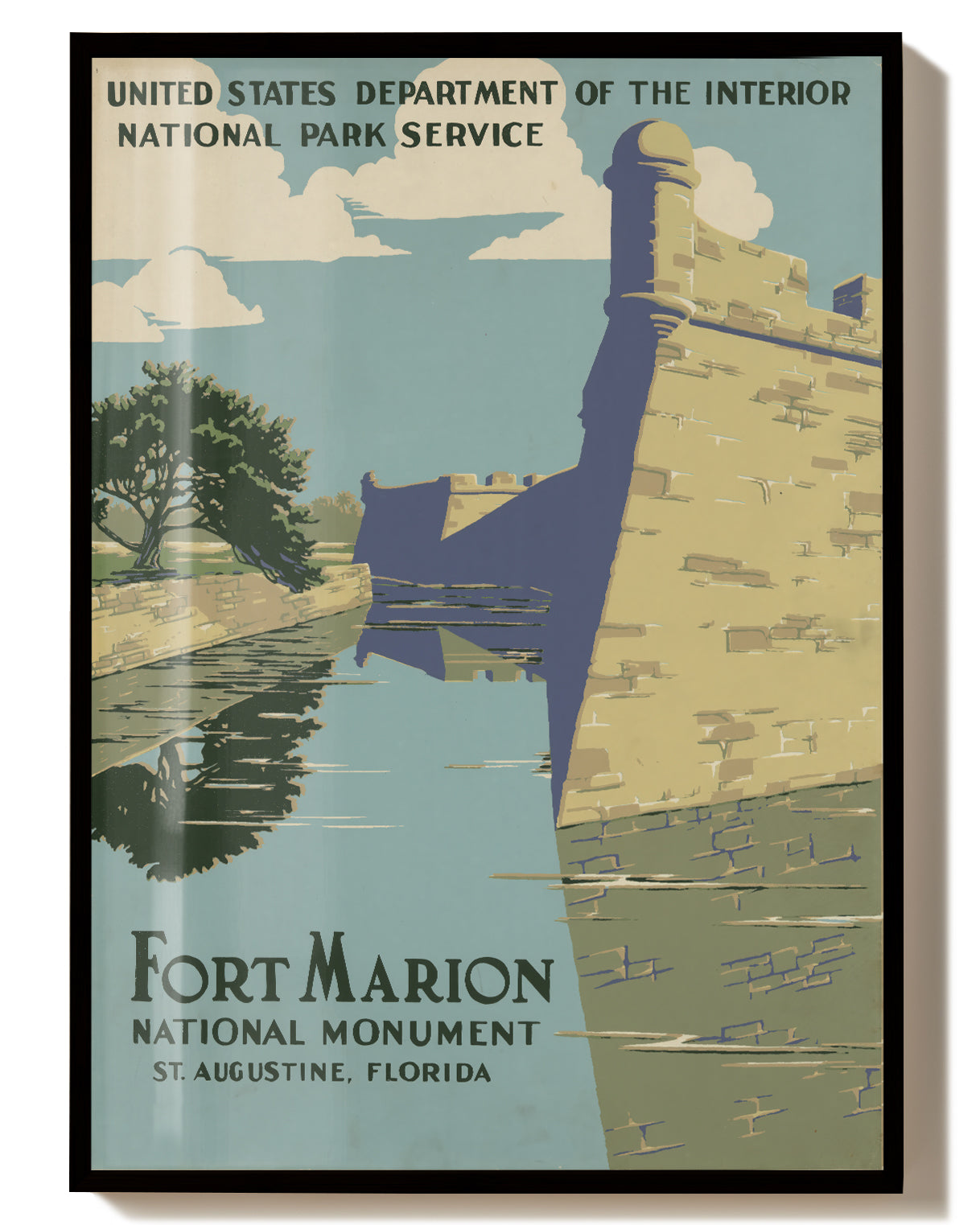 Vintage Florida USA Poster mit Festung – Fort Marion St. Augustine Poster – FineArt Wandbild, moderne Kunst & Fine Art Print von Spawnd, handgefertigt & Made in Germany