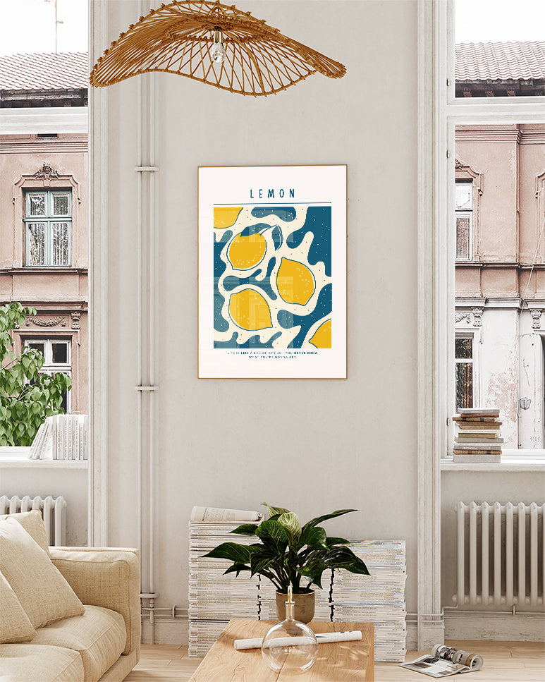 Lemon Pattern Poster – Lemon Poster – FineArt Wandbild, moderne Kunst & Fine Art Print von Spawnd, handgefertigt & Made in Germany