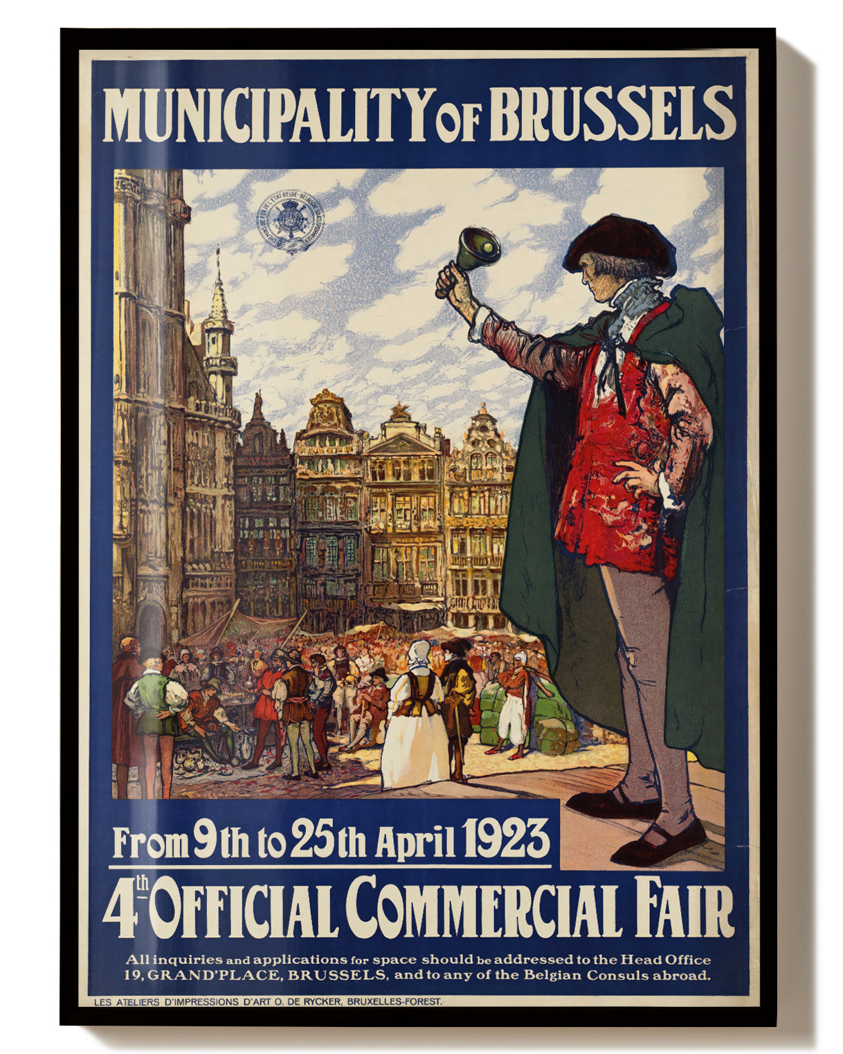 Vintage Brüssel Belgien Poster – Grand Place Marktszene Poster – FineArt Wandbild, moderne Kunst & Fine Art Print von Spawnd, handgefertigt & Made in Germany
