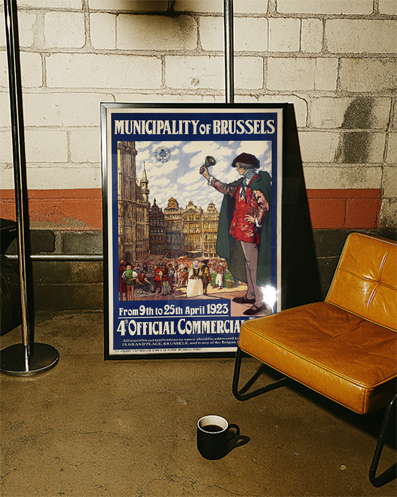 Vintage Brüssel Belgien Poster – Grand Place Marktszene Poster – FineArt Wandbild, moderne Kunst & Fine Art Print von Spawnd, handgefertigt & Made in Germany