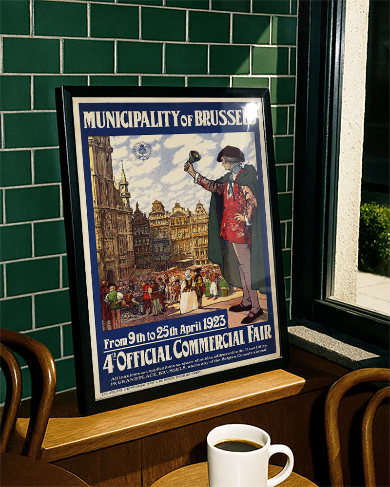 Vintage Brüssel Belgien Poster – Grand Place Marktszene Poster – FineArt Wandbild, moderne Kunst & Fine Art Print von Spawnd, handgefertigt & Made in Germany