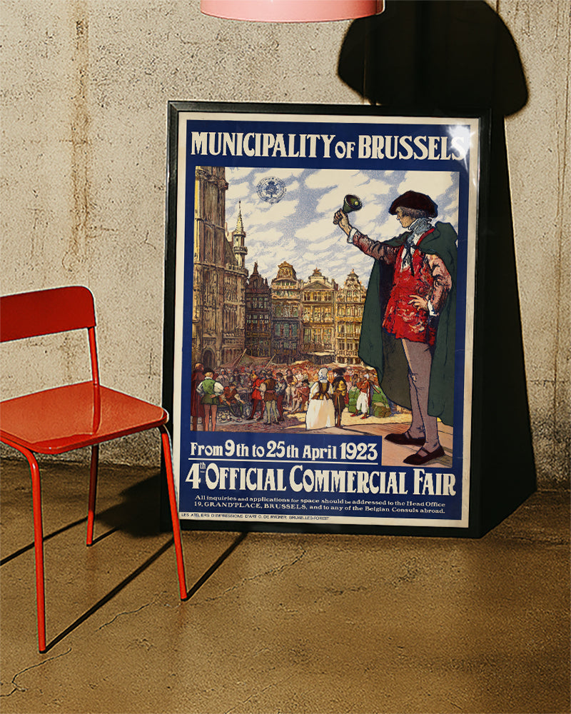 Vintage Brüssel Belgien Poster – Grand Place Marktszene Poster – FineArt Wandbild, moderne Kunst & Fine Art Print von Spawnd, handgefertigt & Made in Germany