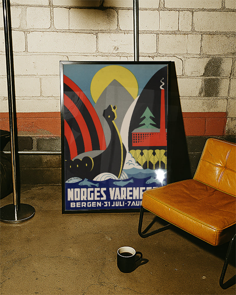 Vintage Bergen Norwegen Poster – Handelsmesse 1927 Poster – FineArt Wandbild, moderne Kunst & Fine Art Print von Spawnd, handgefertigt & Made in Germany