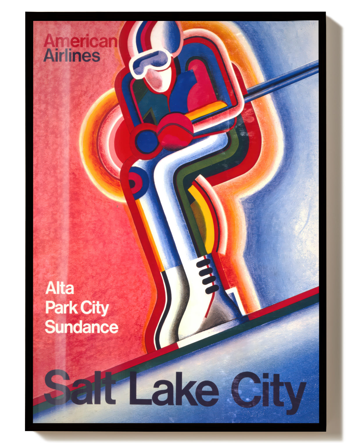 Retro Ski Reise Poster – Salt Lake City Poster – FineArt Wandbild, moderne Kunst & Fine Art Print von Spawnd, handgefertigt & Made in Germany